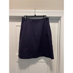 Theory Navy Blue Aline Knee Length Skirt Minimalist Heavy Pointe Fabric Size 8
